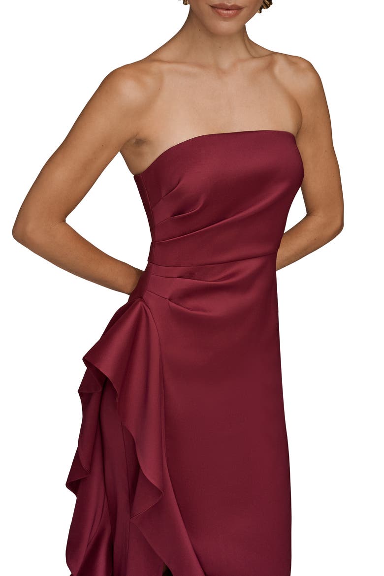 Strapless Ruffle Dress, Alternate, color, SANGRIA