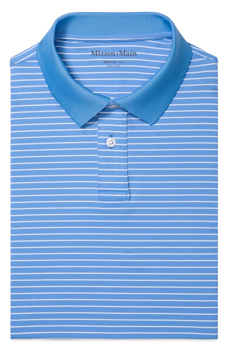 Mizzen+Main Sawyer Trim Fit Performance Golf Polo, Alternate, color, Skyline Blue White Stripe