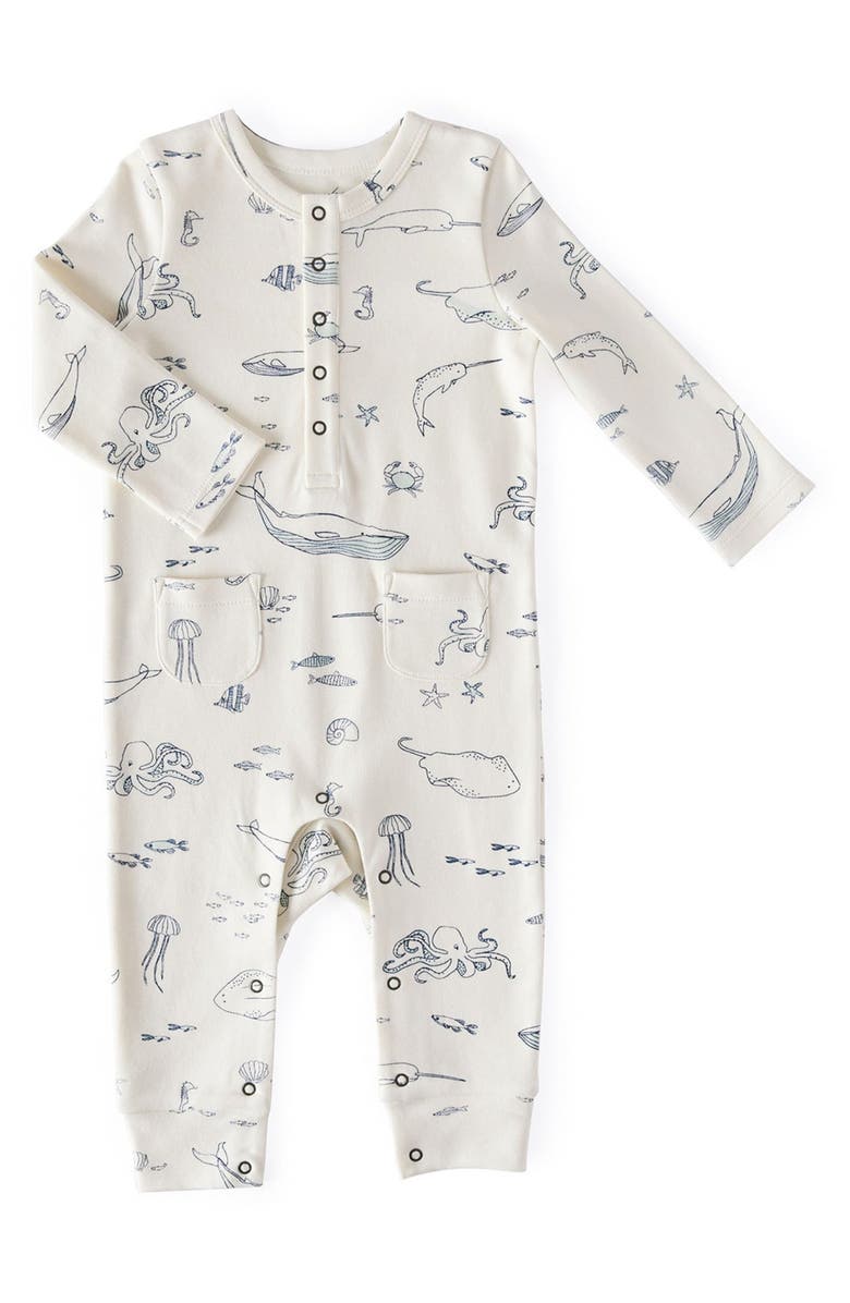 Pehr Life Aquatic Organic Cotton Romper, Main, color,