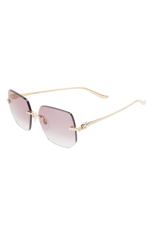 Cartier 55mm Gradient Rimless Rectangular Sunglasses