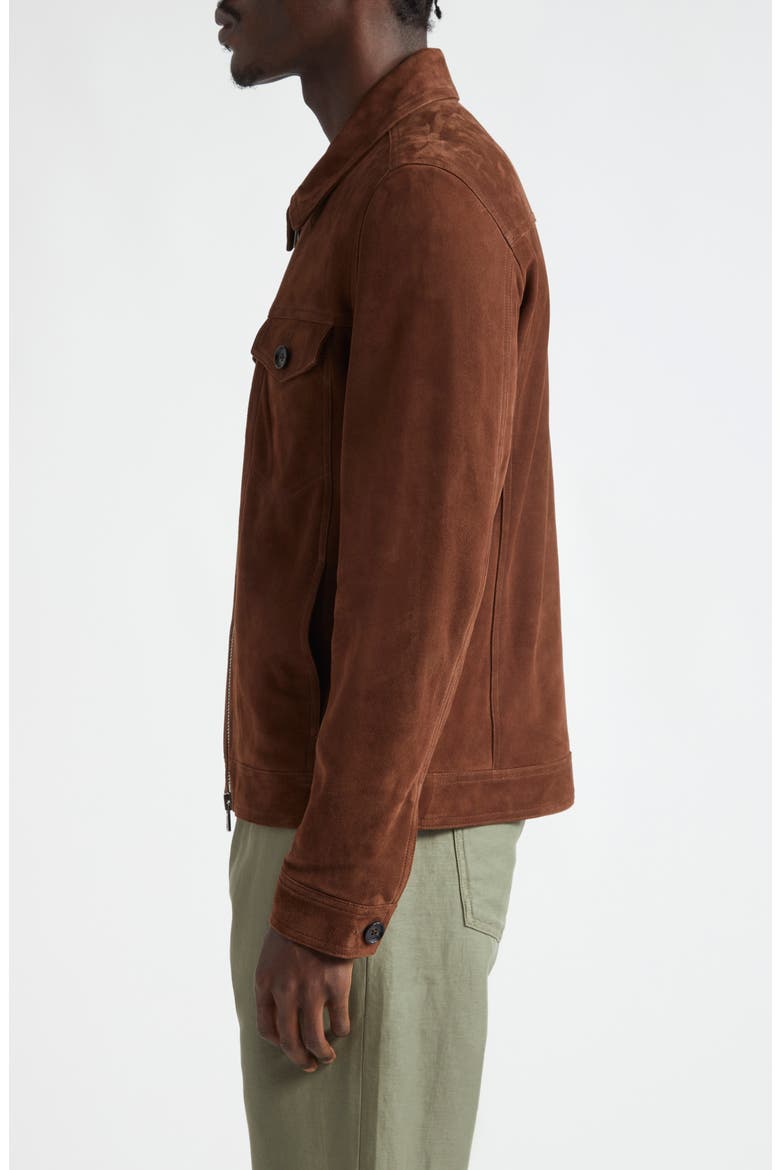 Suede Trucker Jacket, Alternate, color, OPEN BROWN