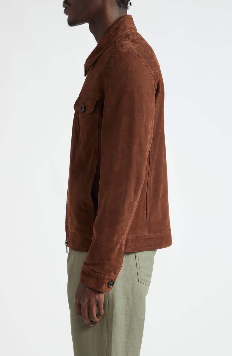 ISAIA Suede Trucker Jacket, Alternate, color, Open Brown