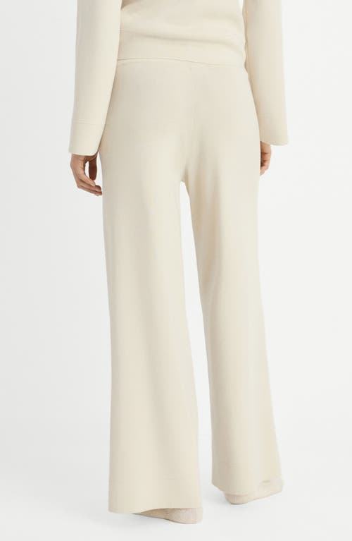Mango Wide Leg Rib Drawstring Pants In Neutral