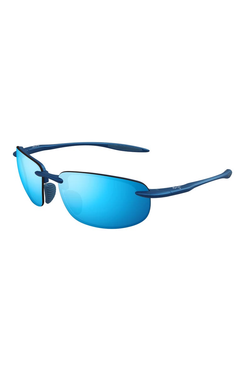 Hookipa 63mm PolarizedPlus®2 Rectangular Sunglasses, Alternate, color, METAL MATTE BLUE/ BLUE HAWAII