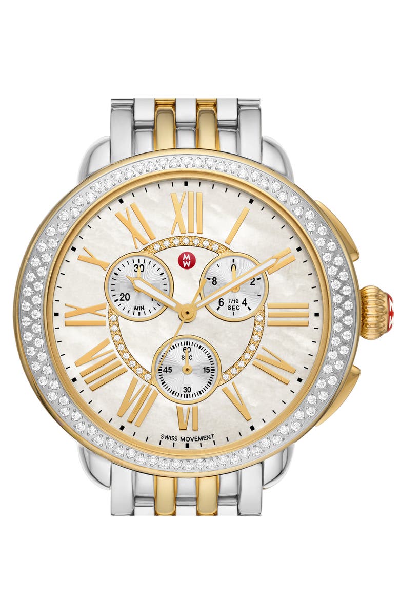 MICHELE Serein Diamond Bracelet Chronograph Watch, 40mm x 38mm, Alternate, color,