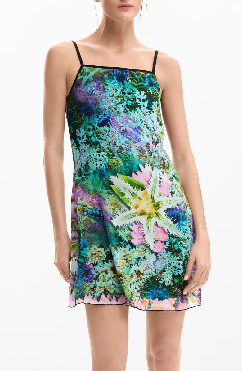 Desigual Floral Print Reversible Dress, Alternate, color, 