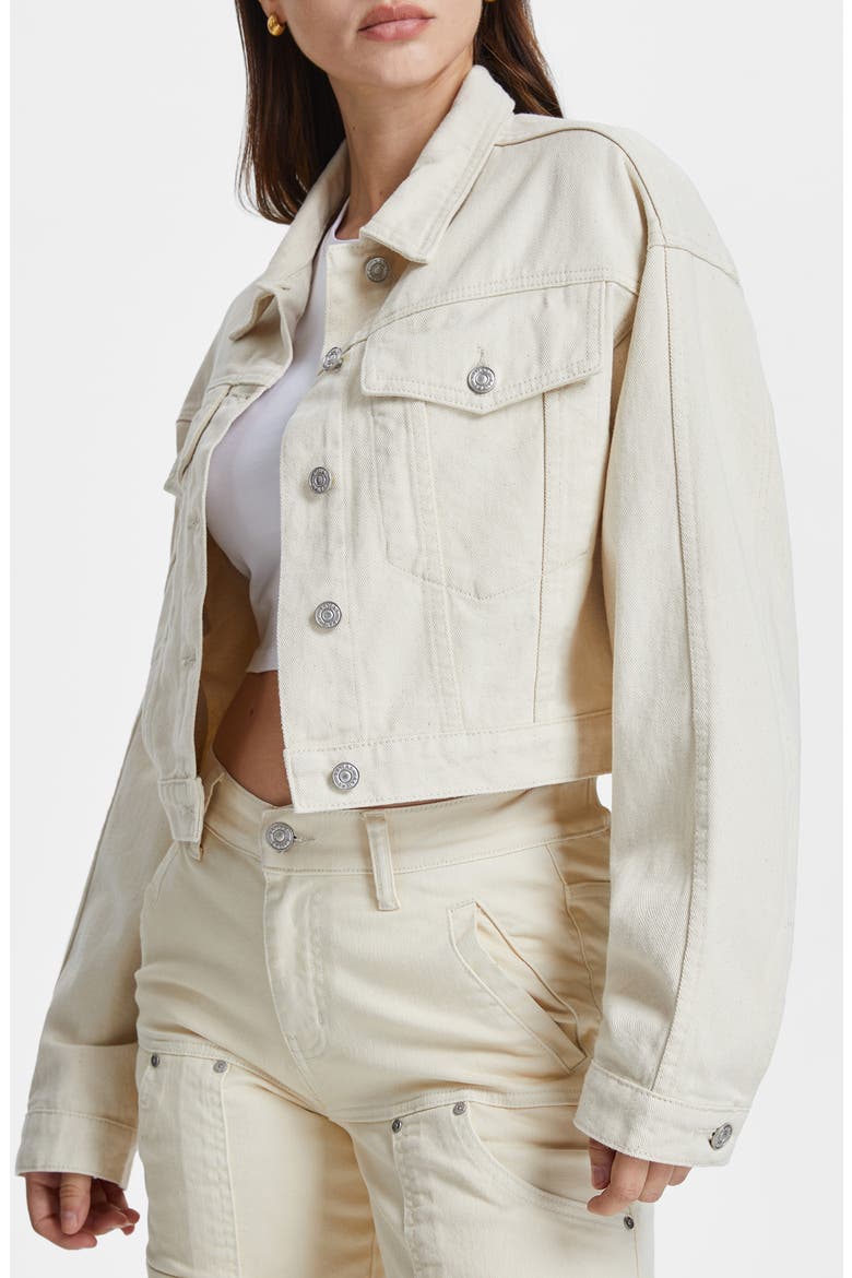 Crop Denim Trucker Jacket, Alternate, color, NATURAL