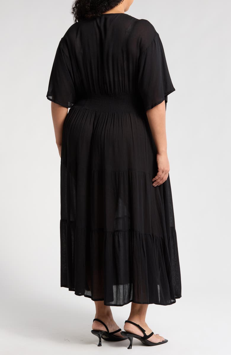 BOHO ME Beaded Flutter Sleeve Maxi Dress, Alternate, color, Black