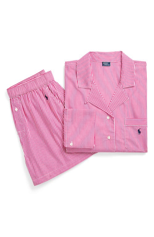 Polo Ralph Lauren Crop Cotton Poplin Short Pajamas In College Pink
