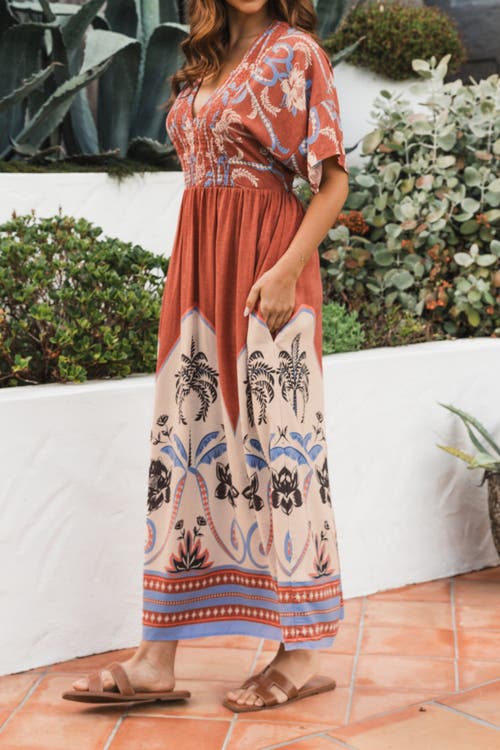 Label Of Love Palm Oasis Midi Dress In Brown