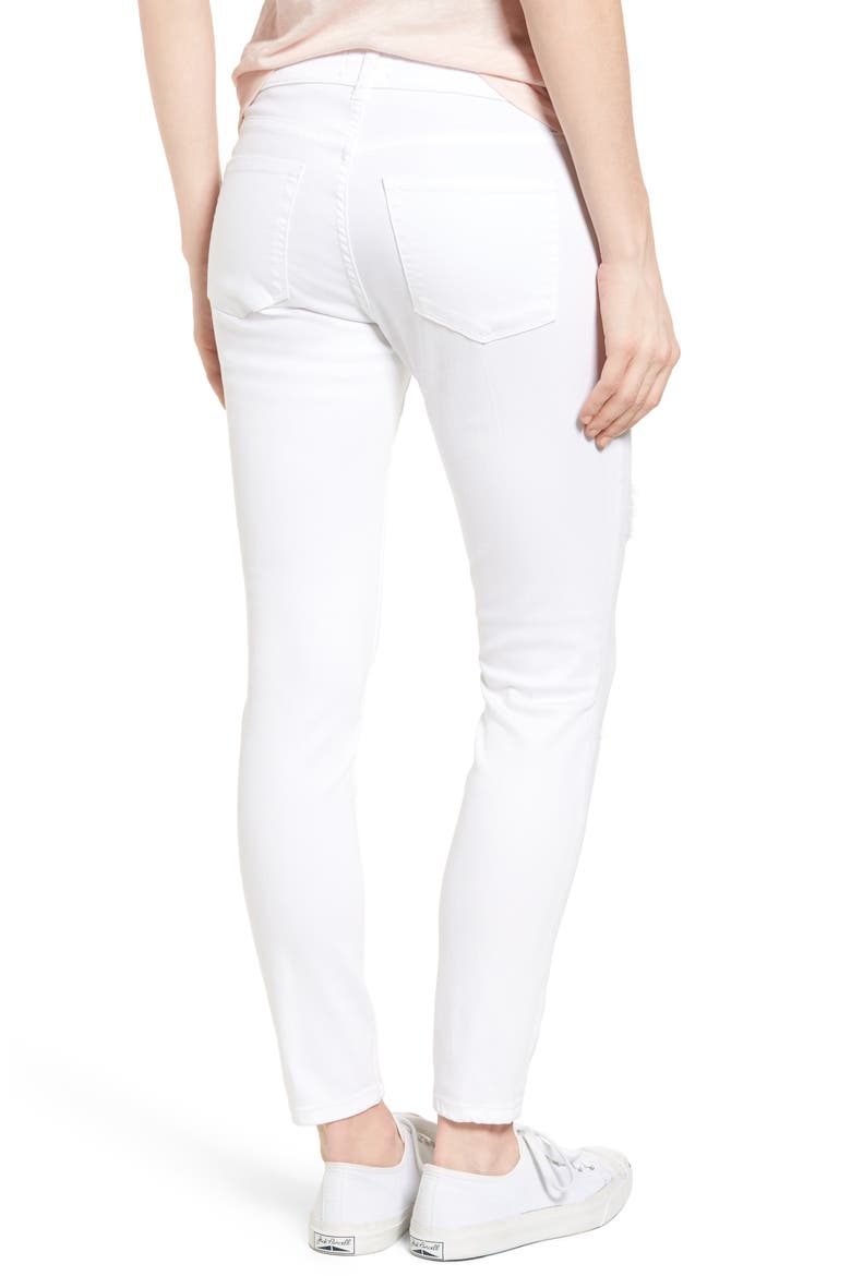 Distressed Skinny Jeans, Alternate, color, WHITE