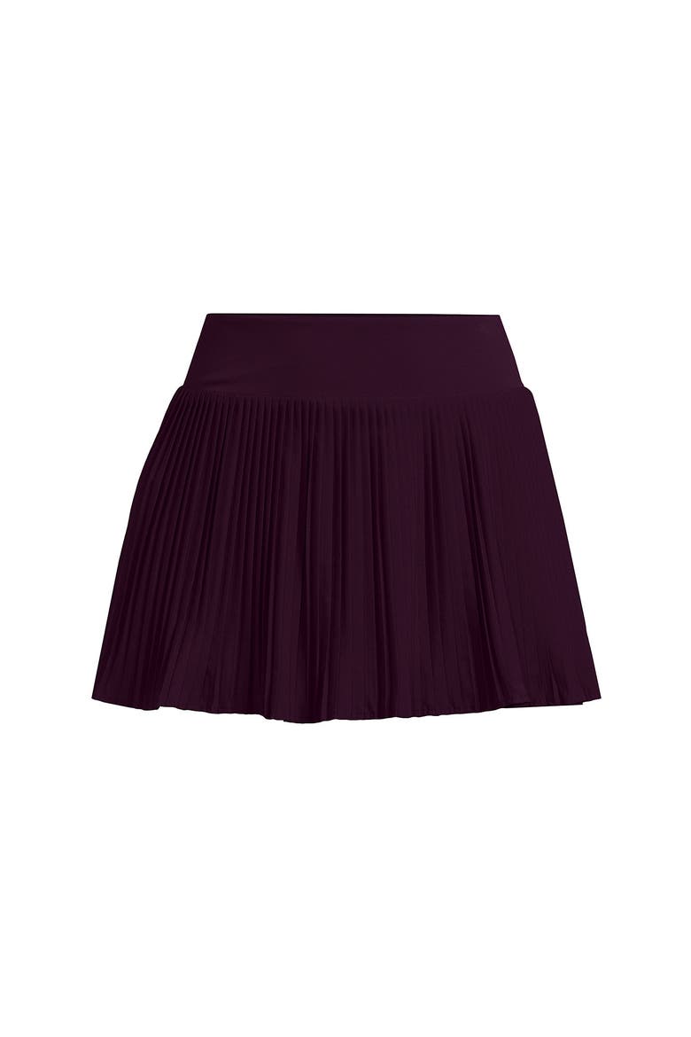 High Waisted Pleated Woven Swim Skort, Alternate, color, Dark Wine