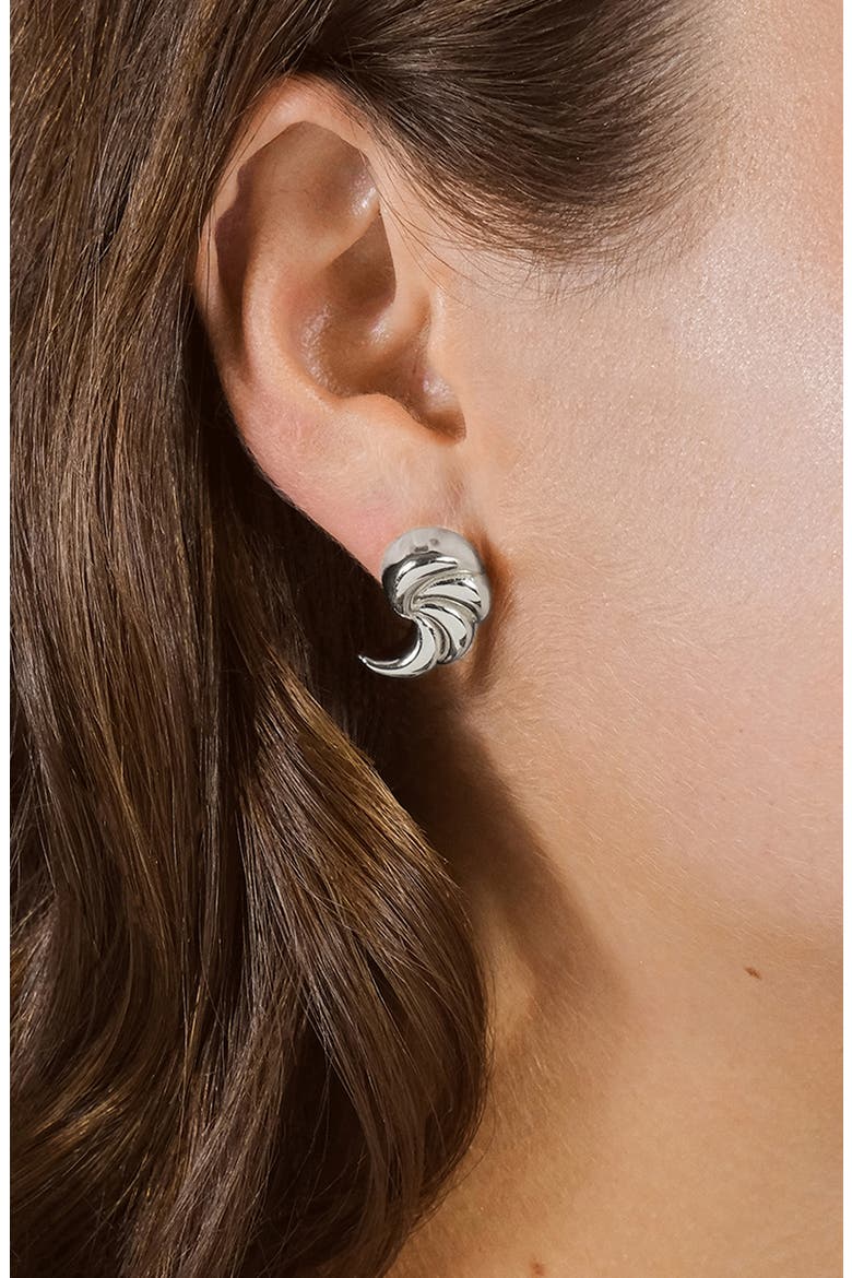 French Horn Stud Earrings, Alternate, color, SILVER