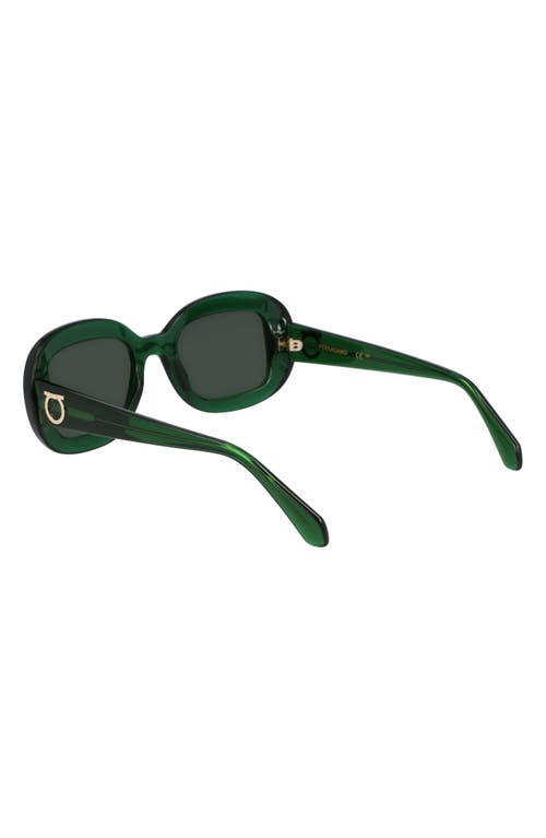 Ferragamo Gancini 51mm Oval Sunglasses In Transparent Green