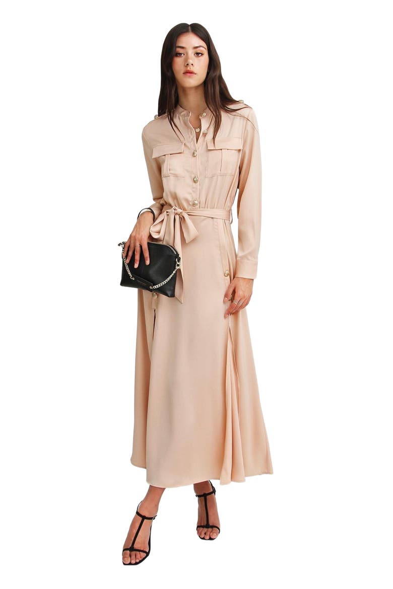 Lover To Lover Maxi Shirt Dress, Alternate, color, Champagne