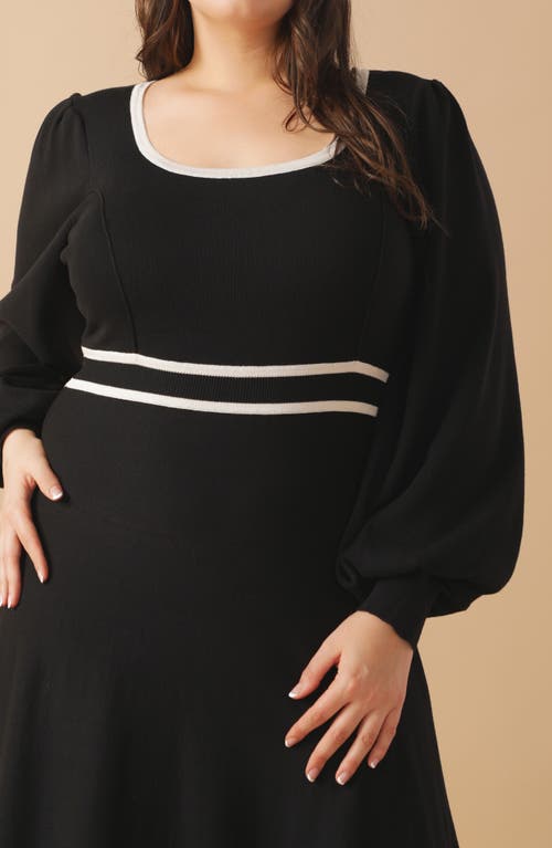 Flying Tomato Contrast Trim Sweater Midi Dress In Multi