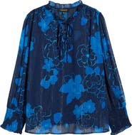 SUGARLIPS Bluford Floral Metallic Top