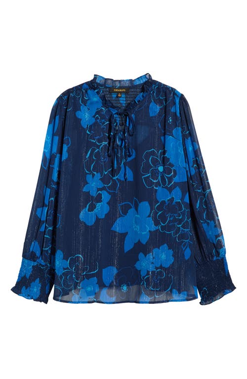 Sugarlips Bluford Floral Metallic Top In Blue