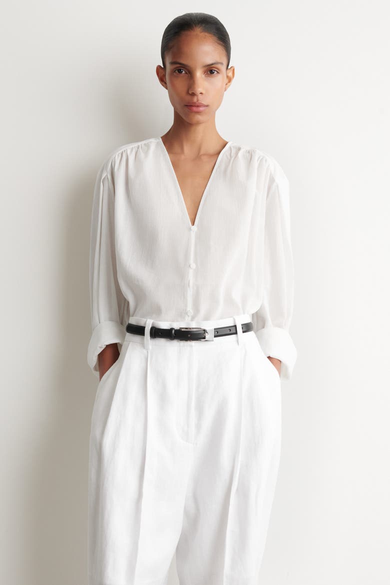 Tailored Linen Balloon-leg Trousers, Alternate, color, WHITE