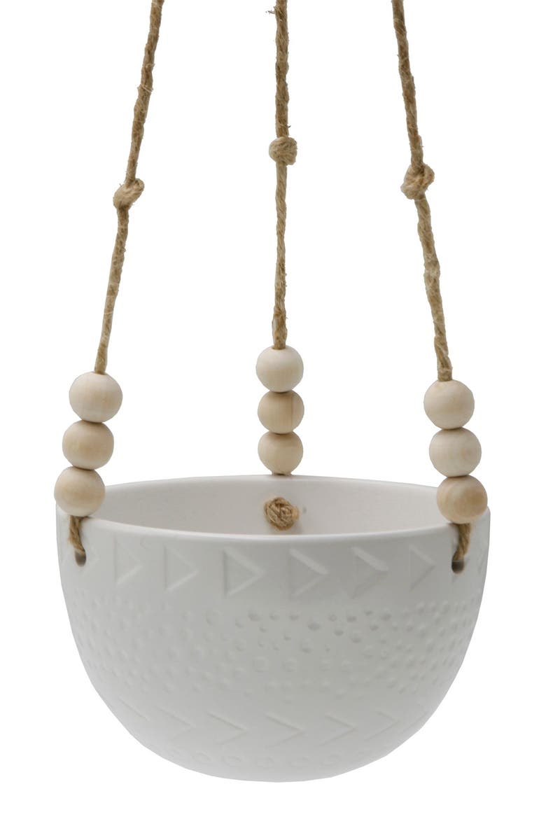 Matte White Caveman Ceramic Hanging Planter, Alternate, color, MATTE WHITE