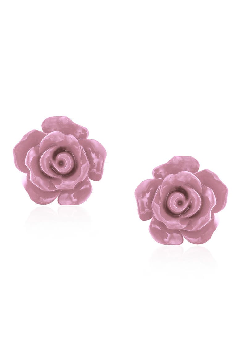 3D Rose Stud Earrings, Main, color, LIGHT PURPLE