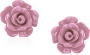 BLING JEWELRY 3D Rose Stud Earrings