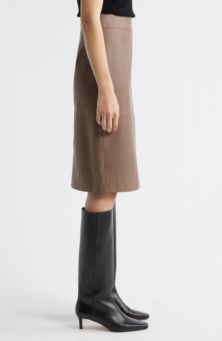 BOSS Setora Lambskin Leather Pencil Skirt, Alternate, color, Walnut