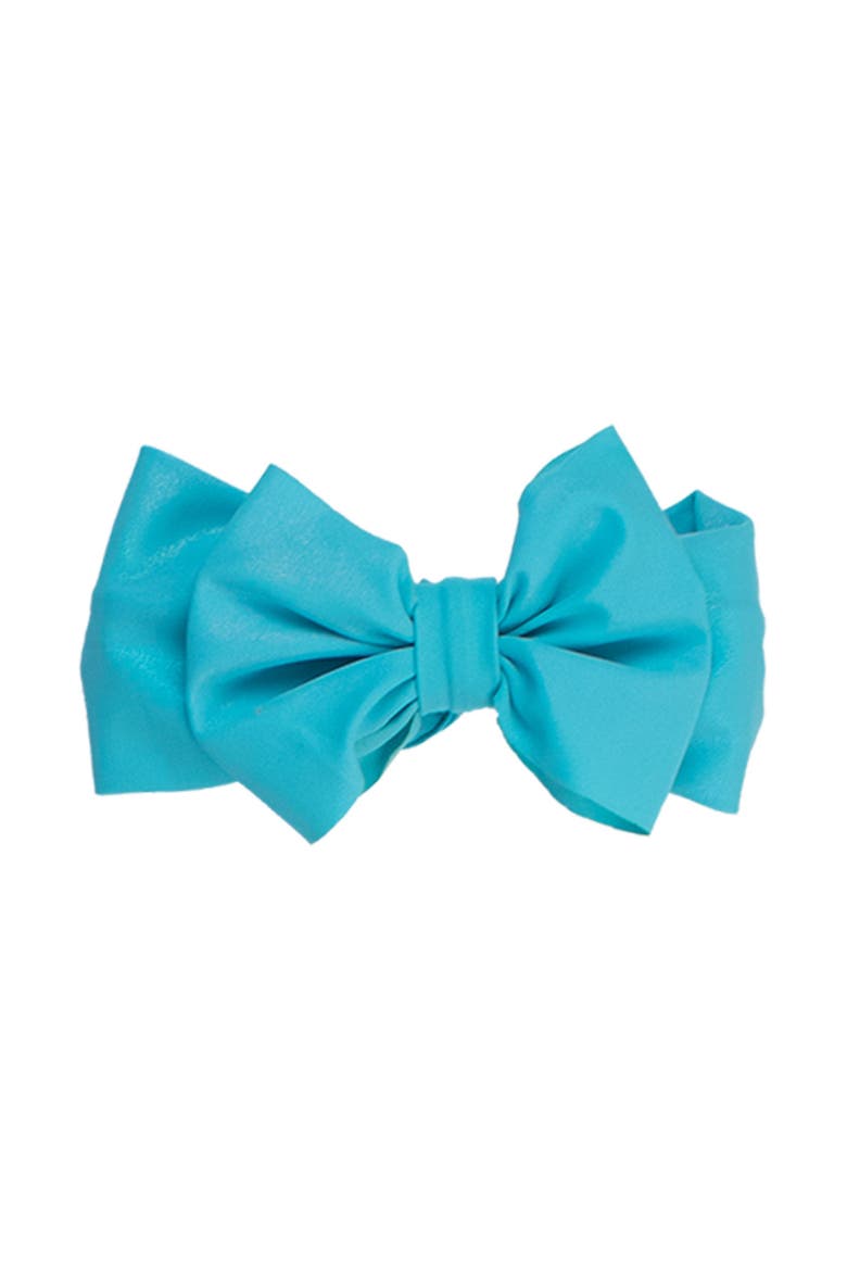 Girls UPF50+ Shimmer Swim Bow Headband, Main, color, Bright Aqua