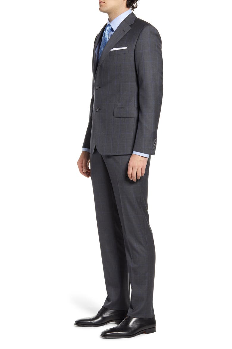 Classic Fit Windowpane Wool Suit, Alternate, color, CHARCOAL