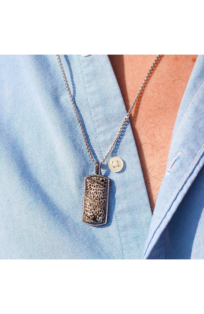 LuvMyJewelry Fossil Agate Sterling Silver Men Tag Necklace, Alternate, color, Silver