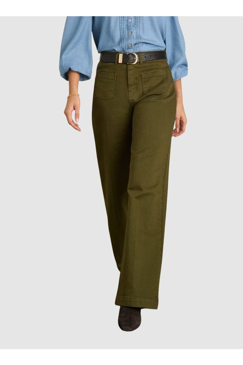 Robyn Denim Wide-Leg Stretch Jeans, Main, color, Dark Olive