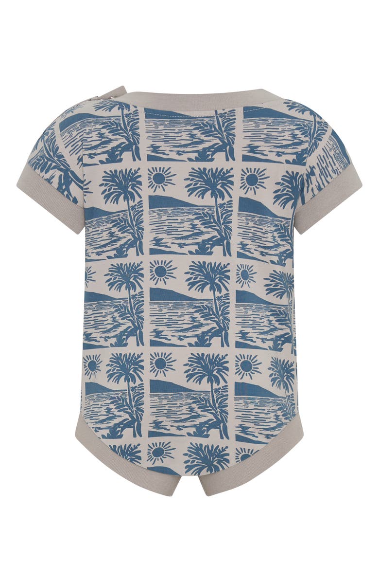 TINY TRIBE Ocean Print Romper, Alternate, color, Slate Blue