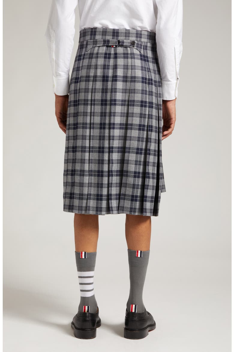 Tartan Plaid Drop Back Pleated Skirt, Alternate, color, MEDIUM GREY