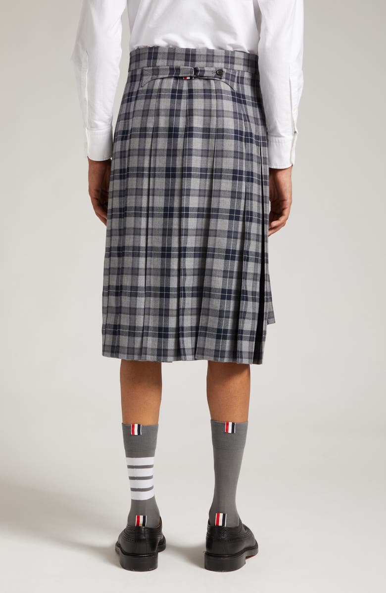 Thom Browne Tartan Plaid Drop Back Pleated Skirt, Alternate, color,