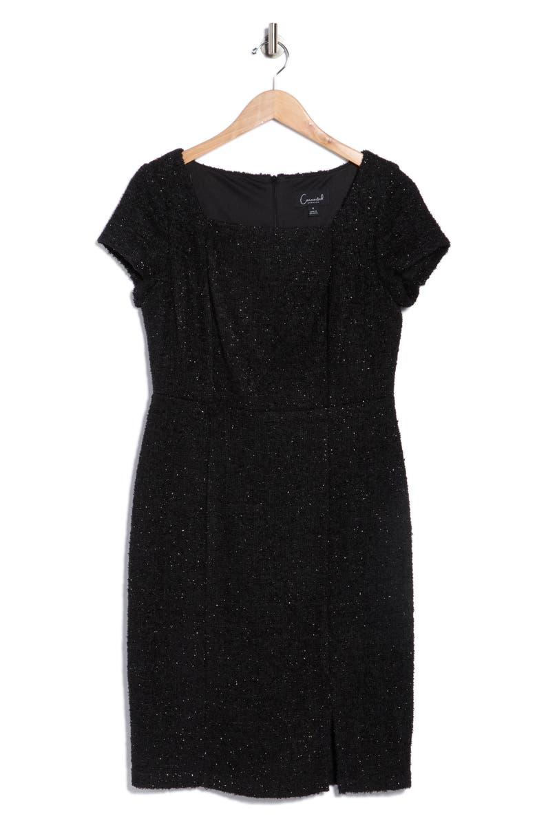 Connected Apparel Metallic Bouclé Cocktail Dress, Alternate, color, Black