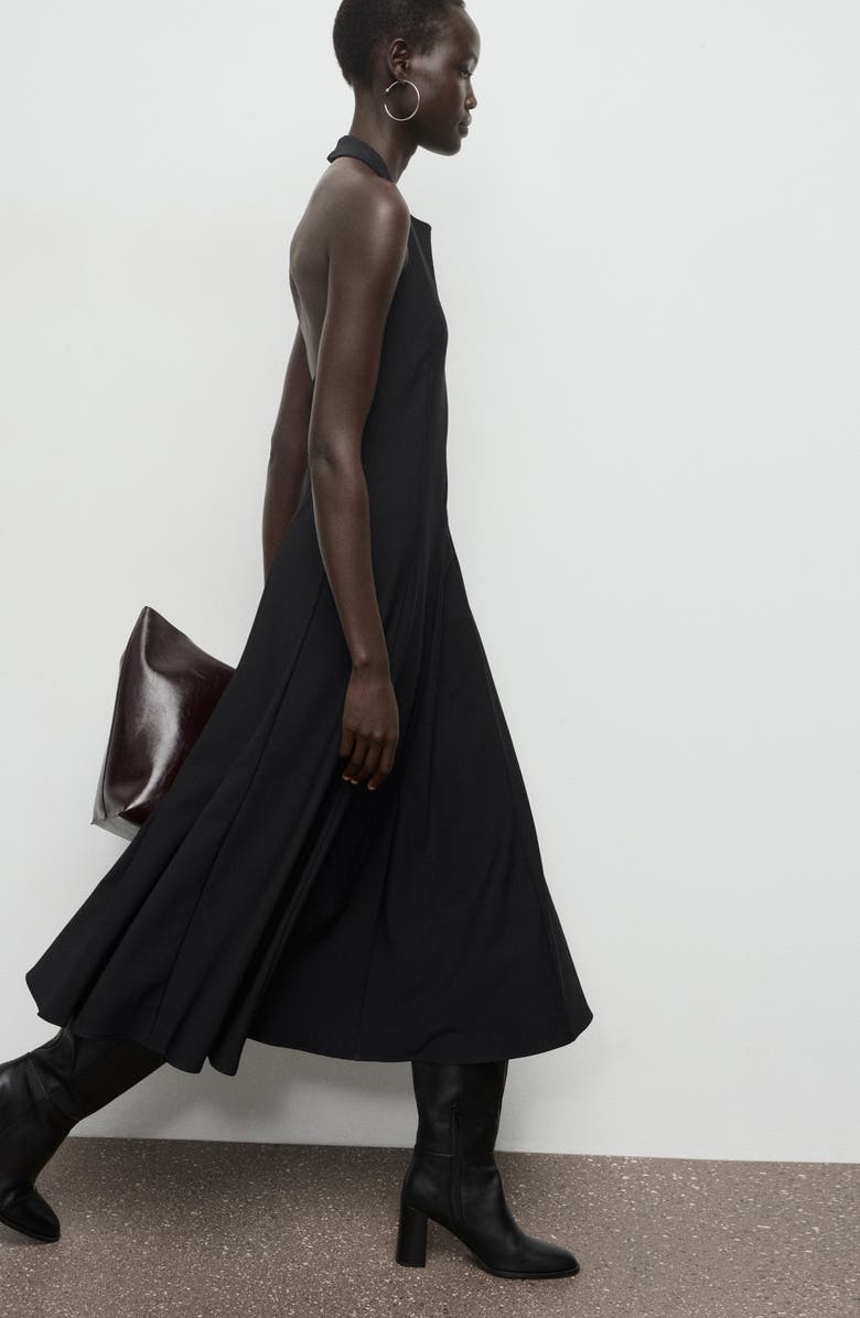 MANGO Pepli Halter Maxi Dress, Alternate, color, Black