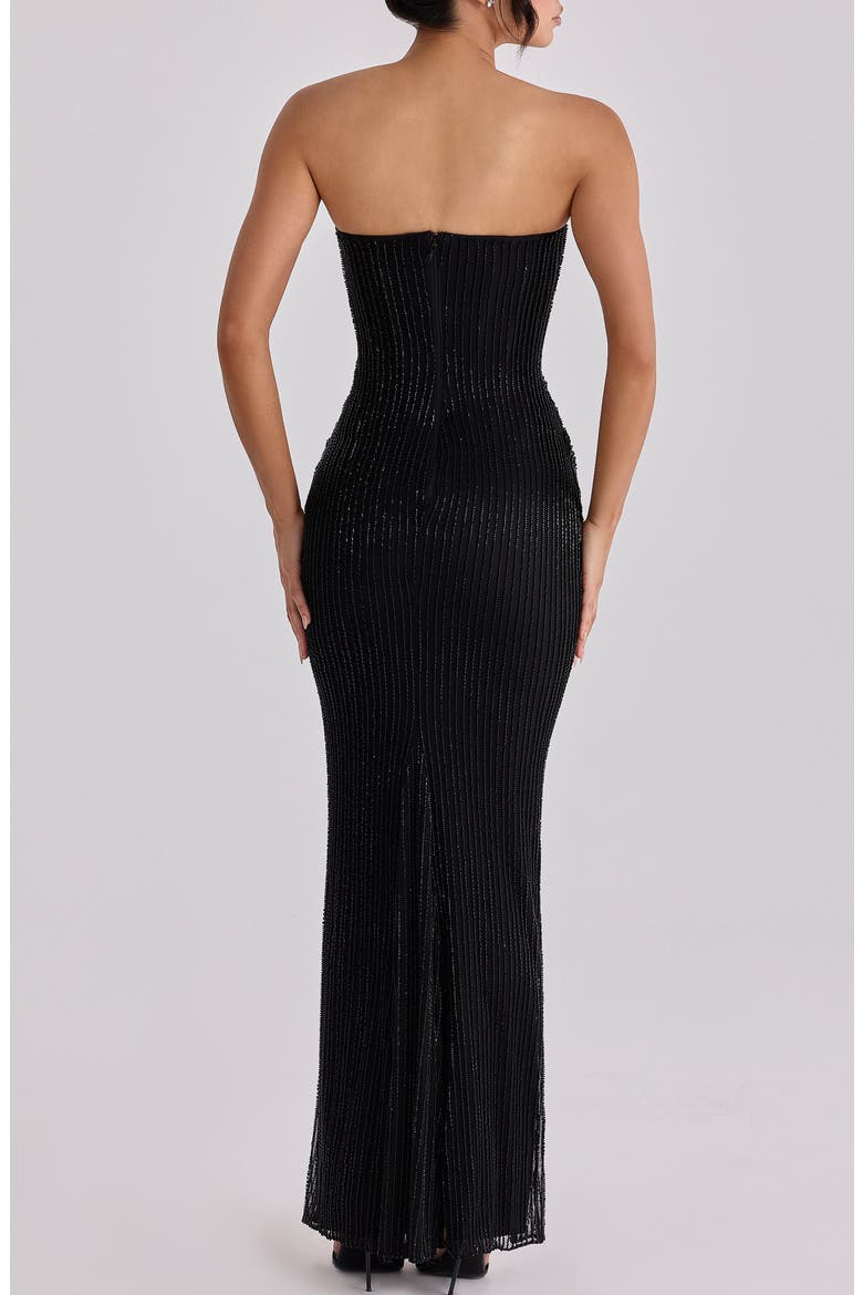 Alicia Hand Beaded Strapless Mermaid Gown, Alternate, color, BLACK