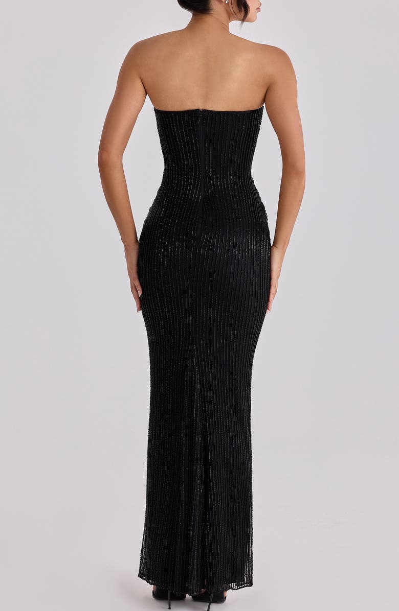 HOUSE OF CB Alicia Hand Beaded Strapless Mermaid Gown, Alternate, color, Black