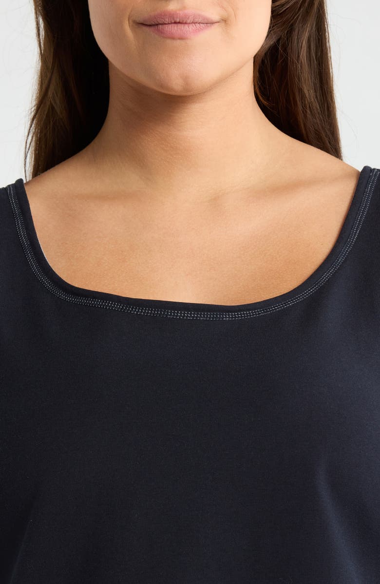 Lysse Reversible Essential Stretch Cotton Tank, Alternate, color, True Navy/ Grey Melange