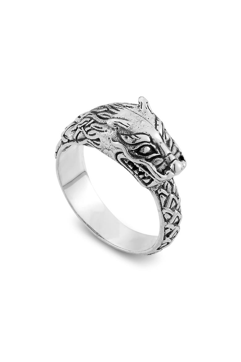 Engraved Dragon Ring, Main, color, SILVER