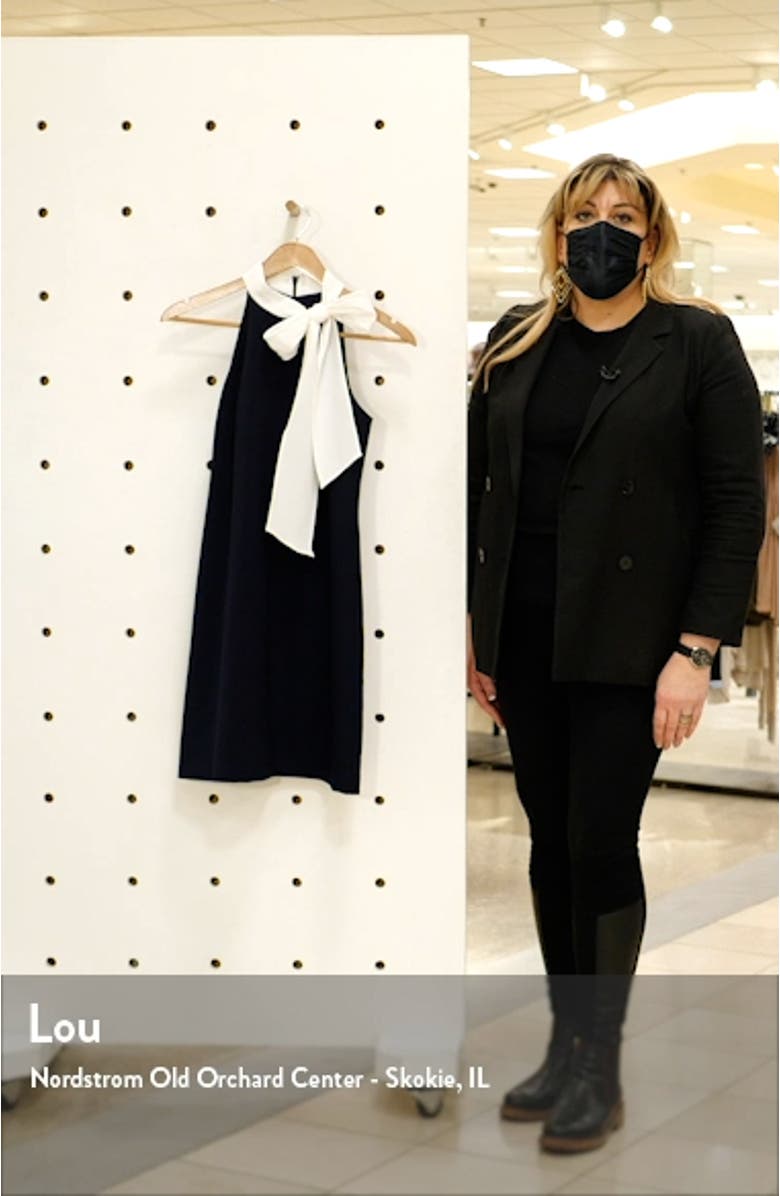 Signature Bow Neck Stretch Crepe Sheath Dress, sales video thumbnail