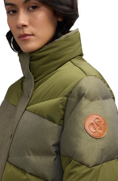 Scotch & Soda Skyla Boxy Denim Puffer Jacket In Green