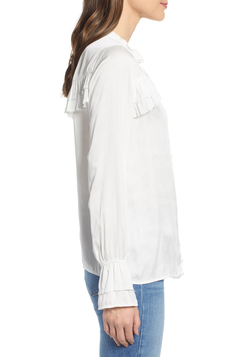 Anguilla Ruffle Yoke Matte Satin Blouse, Alternate, color, WHITE