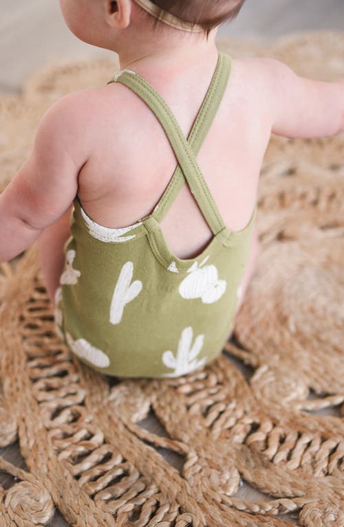 L'ovedbaby Print Organic Cotton Tank Bodysuit & Bloomers Set In Green