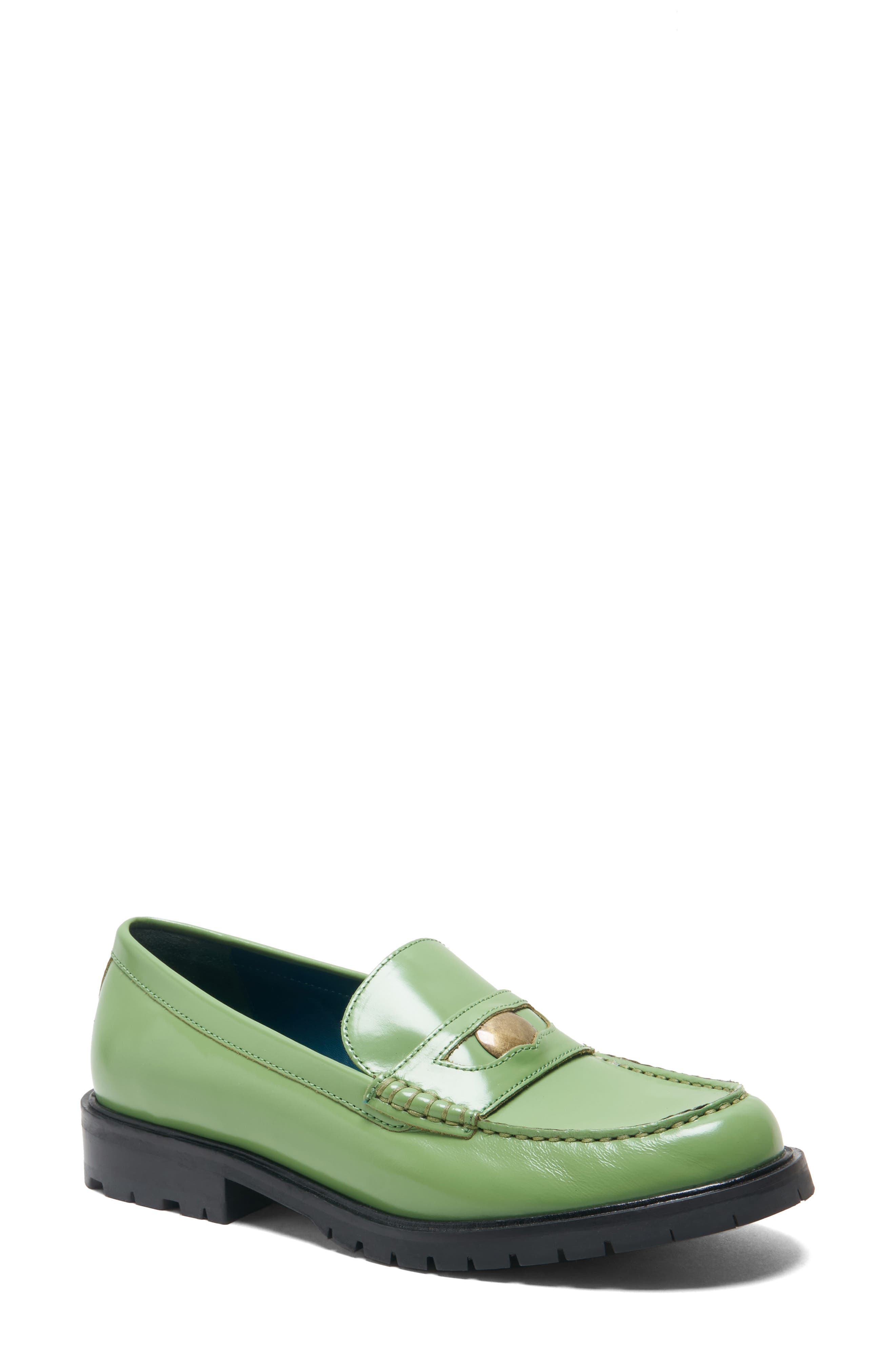 Free People Liv Penny Loafer, Main, color, Green Apple