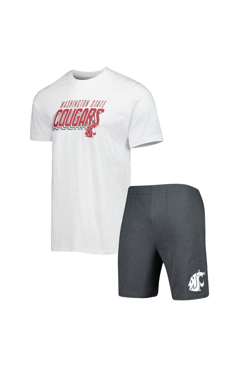 CONCEPTS SPORT Men's Concepts Sport Charcoal/White Washington State Cougars Downfield T-Shirt & Shorts Set, Alternate, color, Charcoal