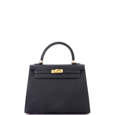 Kelly Handbag Black Epsom with Gold Hardware 25