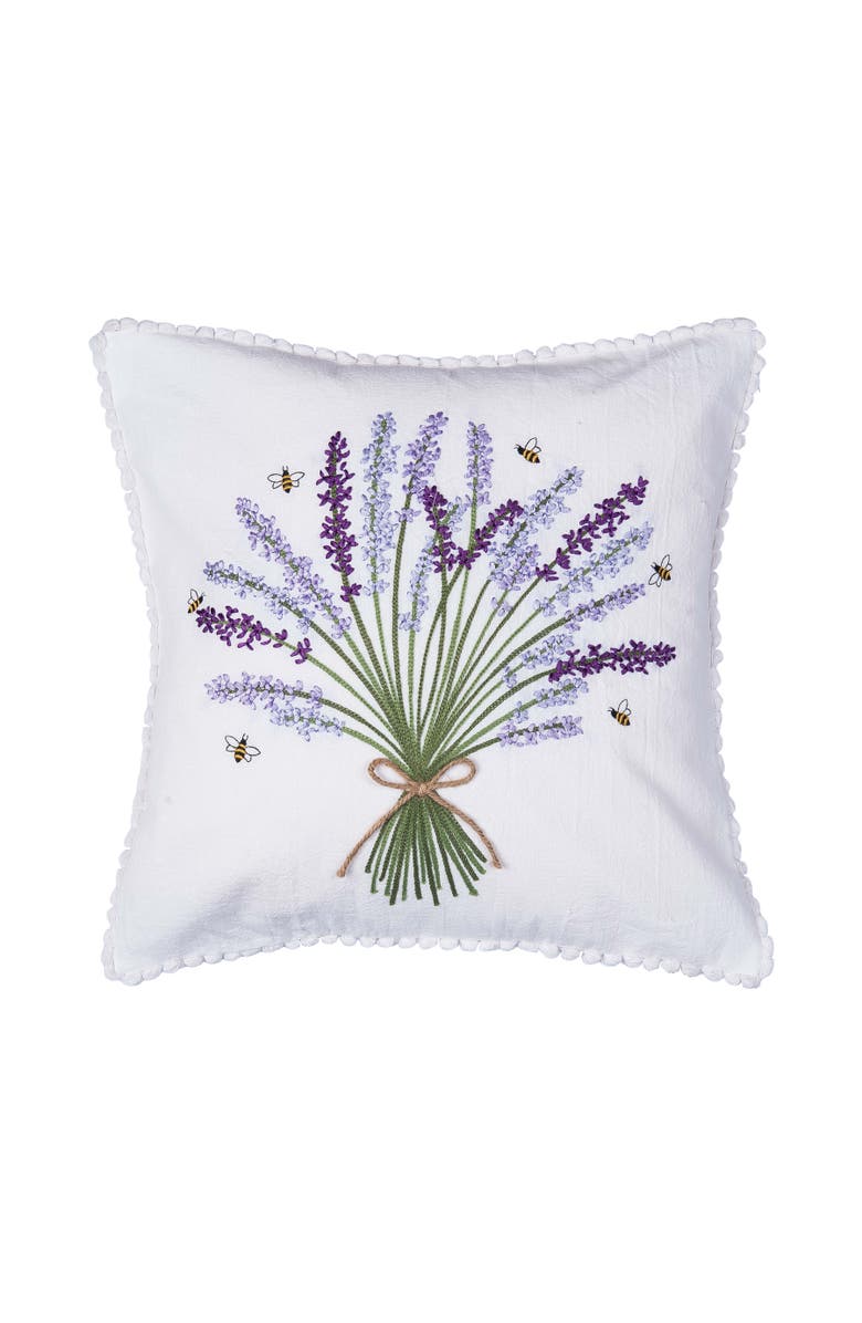 C&F Home Lavender Bouquet Embroidered Throw Pillow, 18" x 18", Main, color, Purple