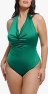 Popilush Built-in Cowl Neck Halter Shapewear Bodysuit