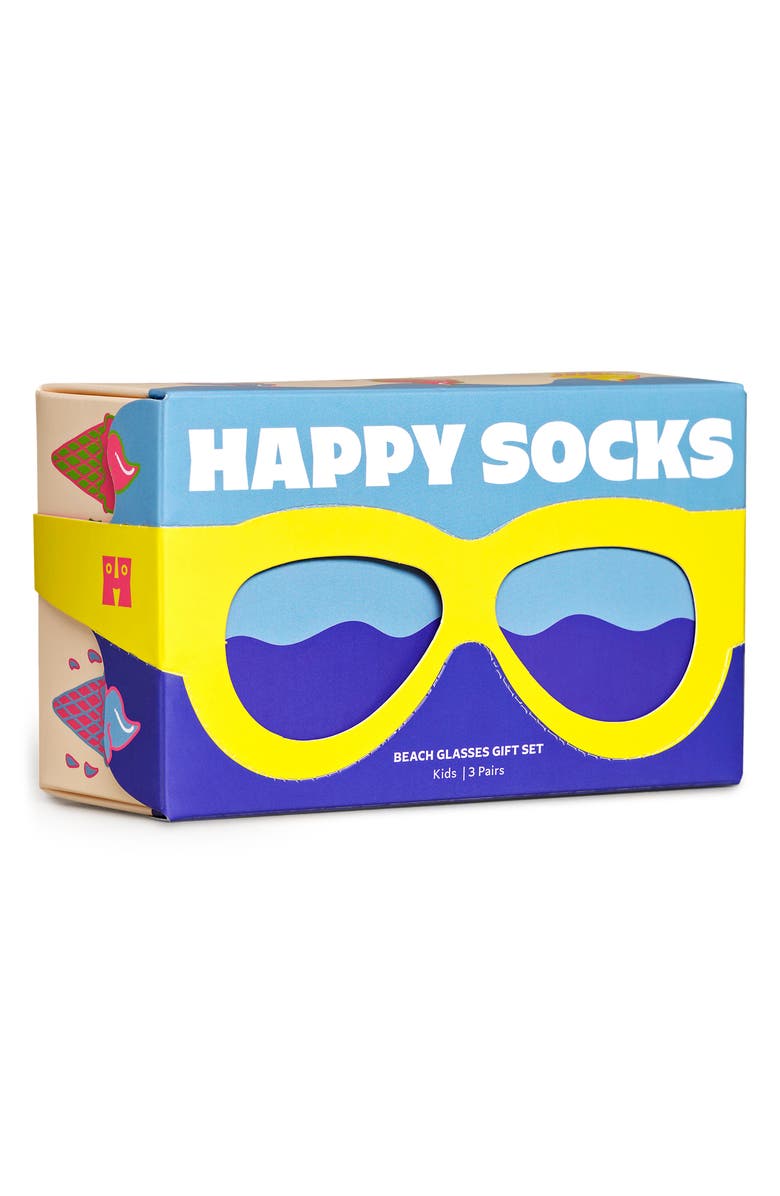 Happy Socks Kids' 3-Pack Assorted Socks & Glasses Set, Alternate, color, 